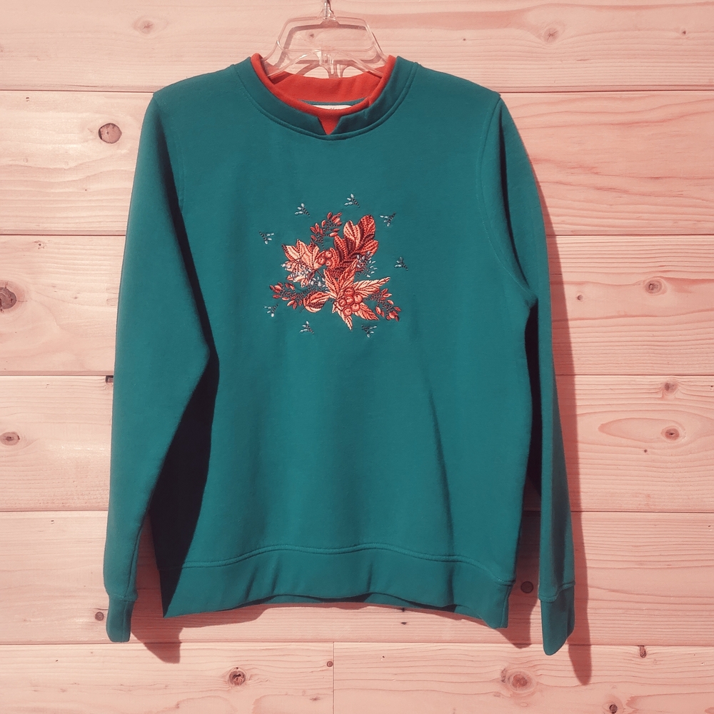 Vintage Heritage Charm Sweater with Fall Embroidered Design Size M 22x25